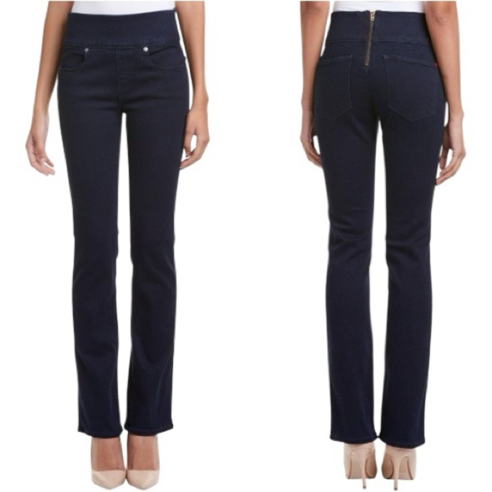 Spanx Signature Waist Slim Bootcut Jeans Dark Indigo Blue Midnight Rinse Size 31 - Picture 2 of 8